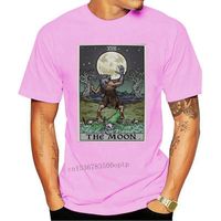 Wholesale Men s T Shirts Halloween Werewolf Tarot Card T Shirt The Moon Gothic Clothing Plus Size Goth Retro Tee