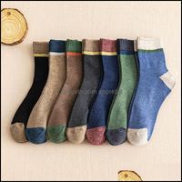 Wholesale Mens Socks Underwear Apparel Autumn And Winter Style Sole Terry Medium Tube Thickened Color Matching Fleece Rubber Cotton Stock Drop Deliver