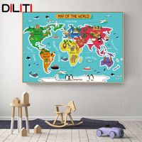 Wholesale Paintings Cartoon Animal Infographic Canvas Painting Posters Nursery Baby Wall Art For Children Room Decorative Print Pictures