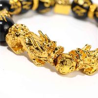 Wholesale Hot Selling Feng Shui Hand Carved Mantra Beads Obsidian Bead Dragon Lucky Charm Bracelet