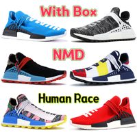 Wholesale With Box NMD human race Running Shoes HU Pharrell black red oreo BBC solar pack mother Nerd Blue cream white low men women trainers Sneakers US