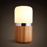 Wholesale Table Lamps Hand made Wood Art Deco LED Bulbs Desk Lamp Light Loft Jar Shaped Glass Reading Lights Bedside Study Foyer W