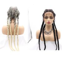 Wholesale Synthetic Wigs Melody Inch Cornrow Braided Heat Resistan Lace Front Wig For Black Women Cosplay Blonde Glueless Box Braid