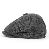 Wholesale Sboy Hats Fashion Herringbone Tweed Gatsby Cap Men Wool Ivy Hat Golf Driving Flat Cabbie Unisex Berets