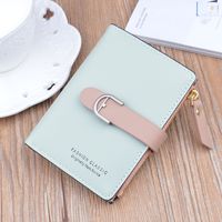 Wholesale New Ladies Purse Short Zip Soft Leather Wallet Female Student Korean Fashion Pull Belt Buckle Coin Purse Card Holder