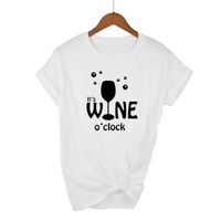 Wholesale Women s T Shirt Second Half Price Women Tops IT S WINE O CLOCK Letters Print Casual Cotton Hipster Funny T Shirt For Girl Lady Top