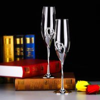 Wholesale 2 Set Crystal Wedding Toasting Champagne Flutes Glasses Drink Cup Party Marriage Wine Decoration Cups For Parties Gift Box V2