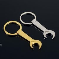 Wholesale NEW cm Tool Metal Wrench Spanner Lever Bottle Opener Key Chain Keyring Gift Silver Gold Color RRA11564