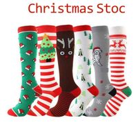 Wholesale TIK TOK CM Knee High Long Socks Unisex Adult Teenages Novelty Stocking Xmas Tree Santa Claus Elk Raindeer Striped Winter Floor Sock Party Decor Gif SocksG97YQDQ