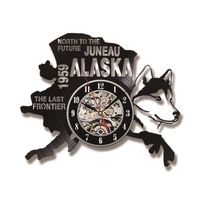 Wholesale Wall Clocks USA Cityscape Record Clock North To The Future Juneau Modern Last Frontier Alaska Decor Vintage Gift Dog