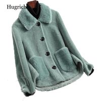 Wholesale Women s Fur Faux Woman Winter Genuine Sheepskin Coats Ladies Loose Casual Wool Outwear Female Thick Warm Sheep Shearing Jacket