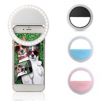 Wholesale Compact Mirrors Mobile Phone Light Clip Selfie LED Auto Flash For Cell Smartphone Round Portable Makeup Mirror