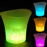 Wholesale 5L Waterproof LED Color Changing Plastic Ice Bucket Bars Nightclubs LED Light Up Champagne Beer Bucket Bars Party