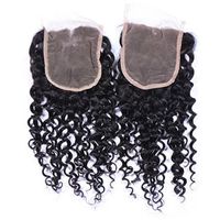 Wholesale Brazilian Virgin Water Wave Closure Three Middle Free Part Lace Closures Human Hair Natural Black inch