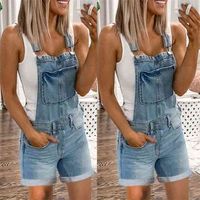 Wholesale Wepbel All match Overall Jeans Women Casual Plus Size Blue Mid Waist Womens Denim Shorts Pants