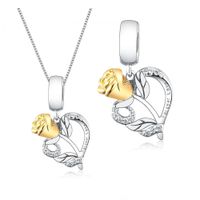 Wholesale Fit Original Pandora Charm Bracelet Silver Rose Flower Zircon Pendant Bead Making Reflexion Craved Love Forever Berloque
