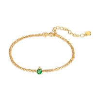 Wholesale Anniversary gold jewelry gift sier double box chain genuine emerald bracelet