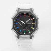 Wholesale Men s Quartz Watch Casual Digital LED Dual Display Transparent Type