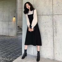 Wholesale Casual Dresses Autumn and winter Platycodon grandiflorum first love girl egg style coat long skirt sweater French minority dress