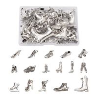 Wholesale Charms Set Tibetan Antique Silver Color Vintage Alloy Boots Skates Sneakers High Heeled Shoes Pendants For Jewelry Making
