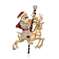 Wholesale Women Vintage Gold Crystal Angel Metal Brooch Pin Delicate Christmas Tree Wreath Bells Santa Clause Brooches Party Jewelry Gift H1018