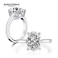 Wholesale Cluster Rings AINUOSHI Sterling Silver ct Oval Cut Engagement Ring Sona Simulated Diamond Solitaire Anniversary Wedding Bands