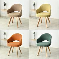Wholesale Hollow Back Curved Chair Cover Solid Spandex Desk Armchair Covers Dining Coffee Bar Make Up Sofa Slipcovers Stoelhoezen Eetkamer