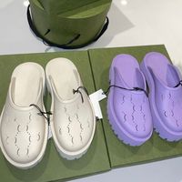 Wholesale luxury brand designer Women platform perforated sandals slippers made of transparent materials fashionable sunny beach Thick or Thin bottom woman shoes slipper