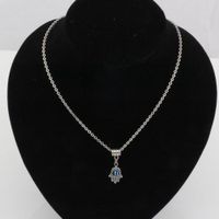 Wholesale 20PCS Fatima Hamsa Hand Turkish Blue Evil Eye Charm Pendant Necklace For Men Ms Jewelry Fashion Accessories
