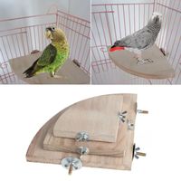 Wholesale Small Animal Supplies Fan Shape Wooden Hamster Parrot Bird Cage Perches Stand Platform Pet Parakeet Budgie Toys Hanging Resk Toy Gift Size