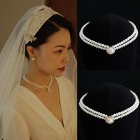 Wholesale Chokers European And American Retro Western Bride Wedding Necklace Double Pearl Simple All match Accessories