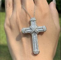 Wholesale Victoria Wieck Luxury Jewelry Real Sterling Silver Pave White Topaz CZ Diamond Gemstones Cross Pendant Lucky Women Necklace For Party