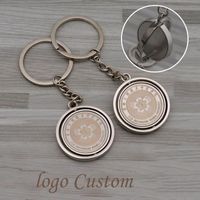 Wholesale Decorative Objects Figurines Metal Rotating Pendant Round Key Chain Creative Double sided Custom LOGO Promotional DIY Car Keychain Small G