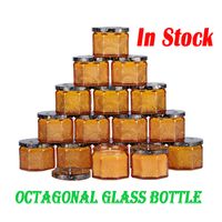 Wholesale Octagonal glass bottle ml Candle container Storage Jar soy wax Holder Empty with Lid for Home Decoration
