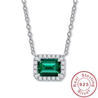 Wholesale Nature ct Emerald Pendant Real Sterling Silver Charm Wedding Pendants Necklace For Women Bridal Choker Jewelry