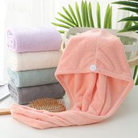 Wholesale Hair Drying Cap Coral Fleece Shower Caps Soft Breathable Absorbent Headband Towel Dry Bathroom solid color Female