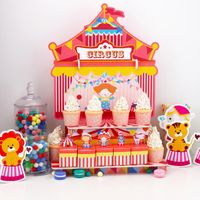 Wholesale Other Event Party Supplies Circus Cake Topper Birthday Favor Boxes Glitter Centerpiece Paper Cups Decorations Custom made