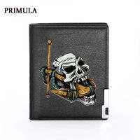 Wholesale Wallets PRIMULA Male Leather Men Credit Business Card Holders Punk Anchor Skull Short Purses High Quality