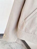 Wholesale Women s Jackets Khaki Cropped Cotton JACKET Turn Down Collor Chest Flap Long Sleeves Fashion Woman Short Coat