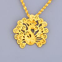 Wholesale Thick Gold Peacock Pendant Bride Wedding Jewelry Gold Store Same Style Pendant Alluvial Gold European Coins Colorfast