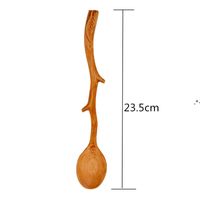 Wholesale Japanese Style Wooden Spoon Special Branch Shape Long Handled Soup Stirring Tableware For Kitchen Cookware Accessories NHD11351