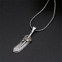 Wholesale Handmade sterling silver feather pendants with gold color eagle without chain American Indian antique designer luxury fine jewelry accessories gifts