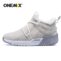 Wholesale ONEMIX Leather Men Boots Winter With Fur Warm Plush Waterproof Ankle Snow Boots High Top Men Sneakers Couple Hiking Shoes