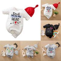 Wholesale 60 cm Infants baby romper and hat piece set long sleeve diaper pants one piece overall jumpsuits toddlers cotton climbing suit letter print clothing G71Y0CQ