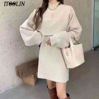 Wholesale Two Piece Dress ITOOLIN Two piece Sets Winter outfit Women Knitted Set Fleece Tracksuits Autumn Sweater and Tank Japan LTNS