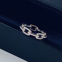 Wholesale 925 Sterling Silver Chain Link Ring CZ Diamond Wedding Finger Rings Hop Hip Fashion Jewelry Gift for Women