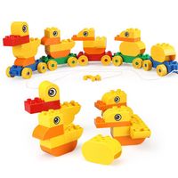 Wholesale 28pcs Pull line duck animal toys early education intelligence DIY building blocks bricks for boys girls