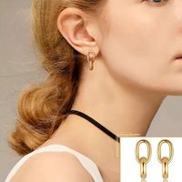 Wholesale Cute Small Stud Earrings For Women Stainless Steel Oval Drop Simple Interlocked Circle Dangle Earring Anti Allergy Minimalist Jewelry