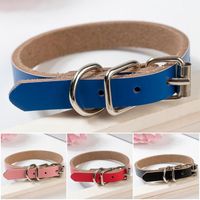Wholesale Dog Collars Leashes Genuine Leather Puppy Collar Premium Real Adjustable Pet For Small Dogs Cats Black Red Blue Brown XS XL