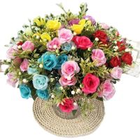 Wholesale Decorative Flowers Wreaths One Faux Little Rose Bunch Flower Simulation With Plastic Mini Fruit For Wedding Home Table Floral Decoration